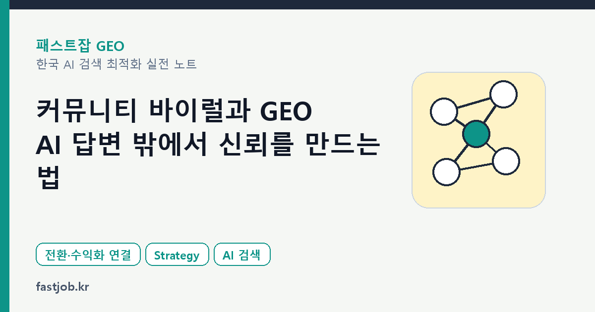 커뮤니티 바이럴과 GEO — AI 답변 밖에서 신뢰를 만드는 법 대표 이미지