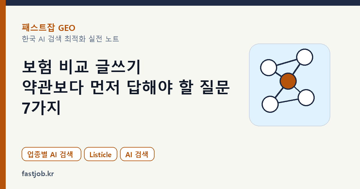 보험 비교 글쓰기 — 약관보다 먼저 답해야 할 질문 7가지 대표 이미지